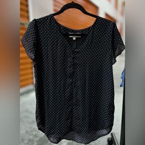 Philosophy - Women’s Medium Black Blouse with White Polka Dots